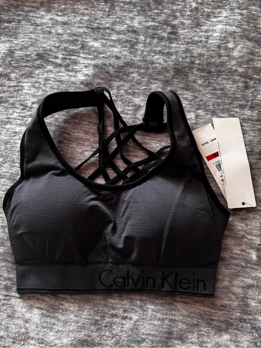 Calvin Klein Black Strappy Crossback Sports Bralette